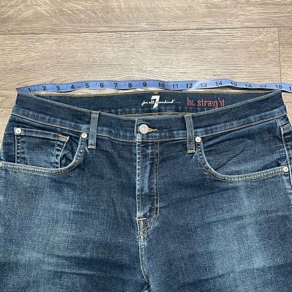 7 For All Mankind Jeans Mens 36x27 Blue The Straight Dark Wash Denim - Picture 8 of 11